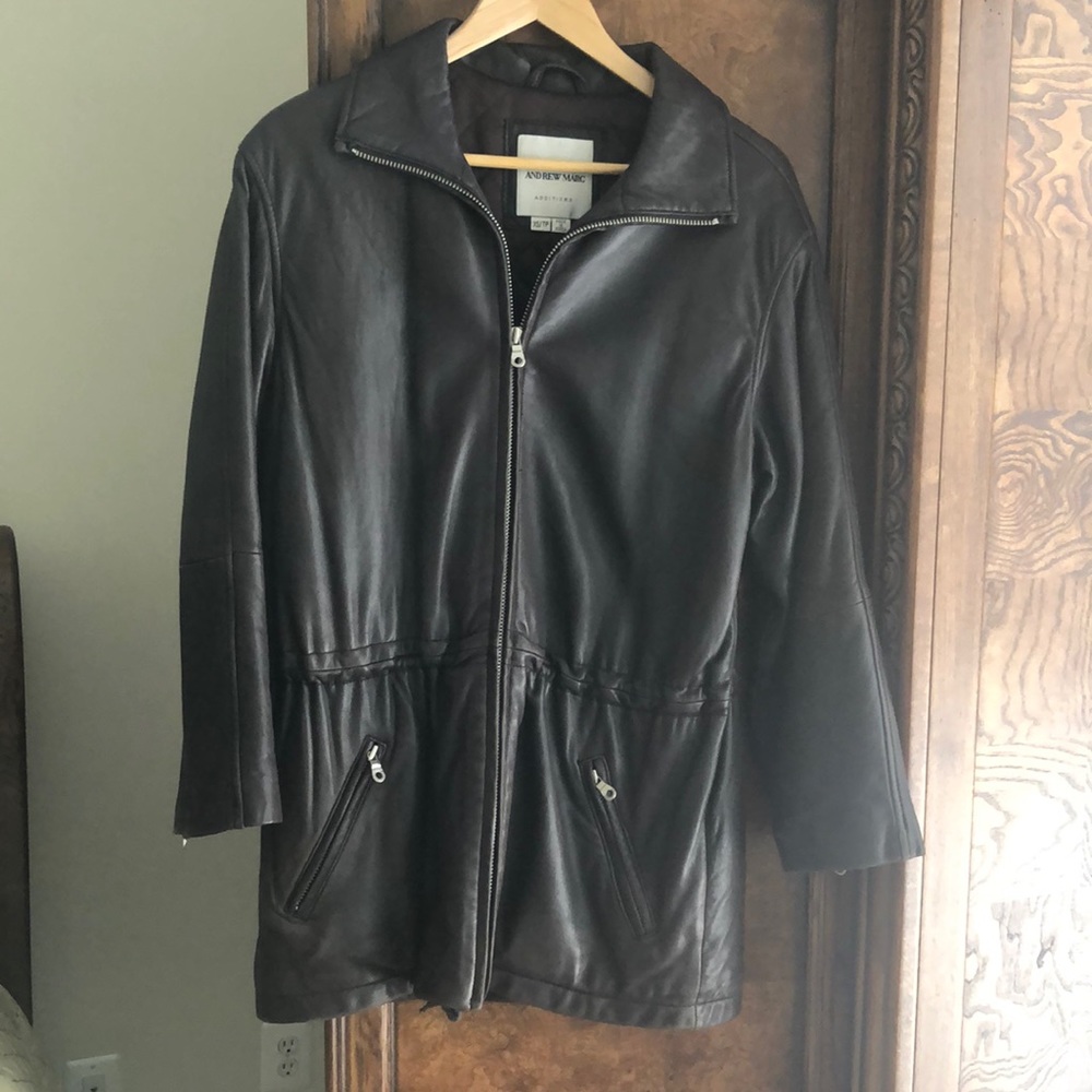 Andrew Marc Brown Leather Jacket XS Butter Soft Full Zip